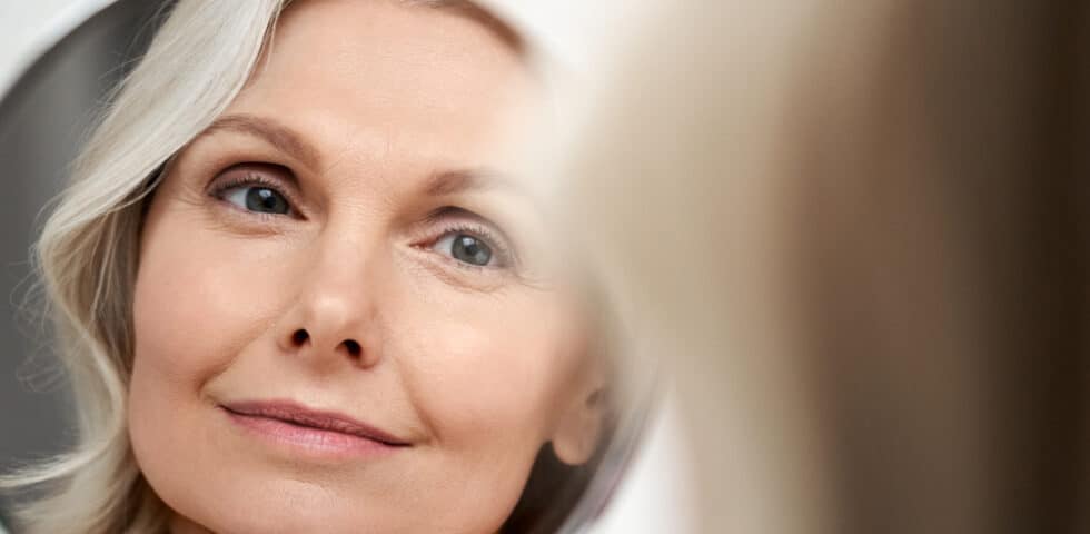 Mature woman over 60 with facial fillers